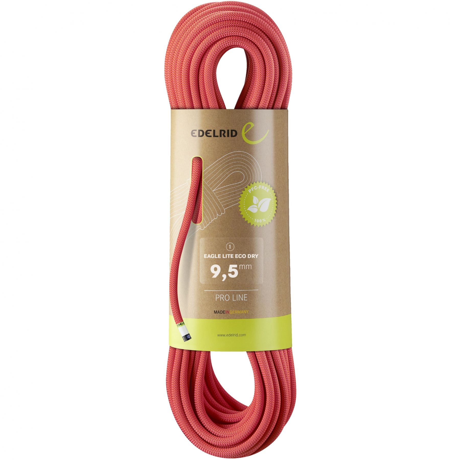 Edelrid Eagle Lite Eco Dry 9,5mm, klätterrep, röd - Köp för SEK 2.935 - Spara 28%