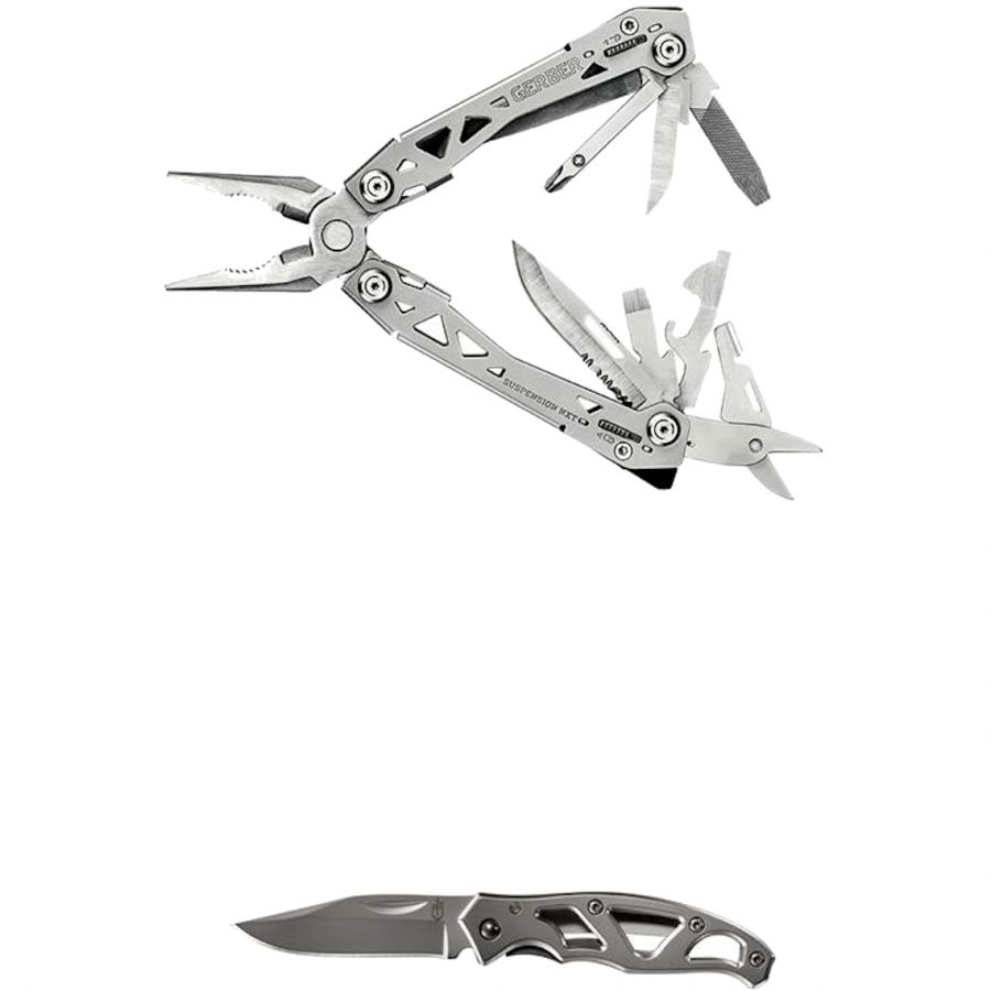 Gerber Suspension NXT & Mini Paraframe w-Gift T, multiverktyg och kniv, silver - SEK 660 - Spara 28%