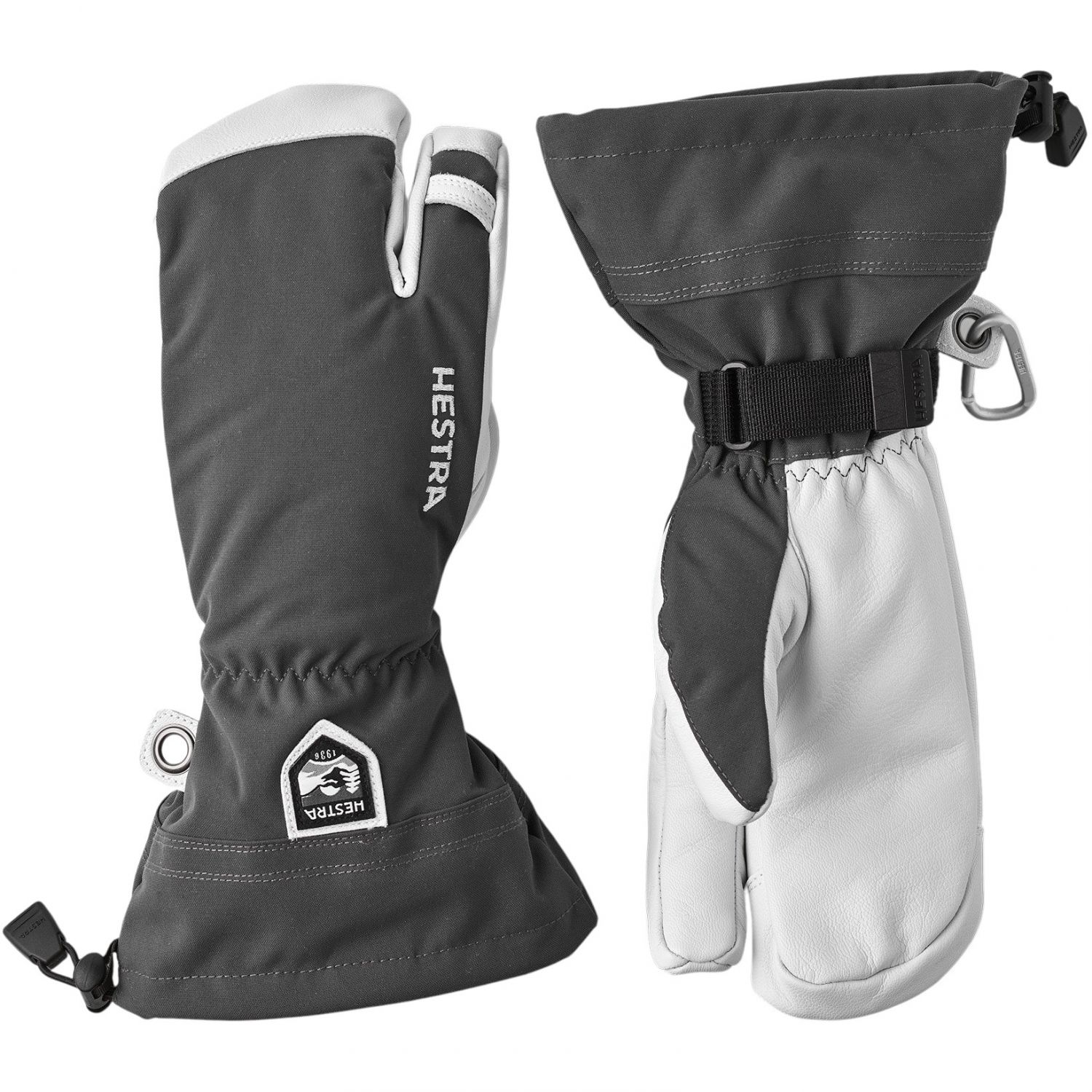 Hestra Army Leather Heli Ski, 3-finger Skidhandskar, Grå - SEK 1.499