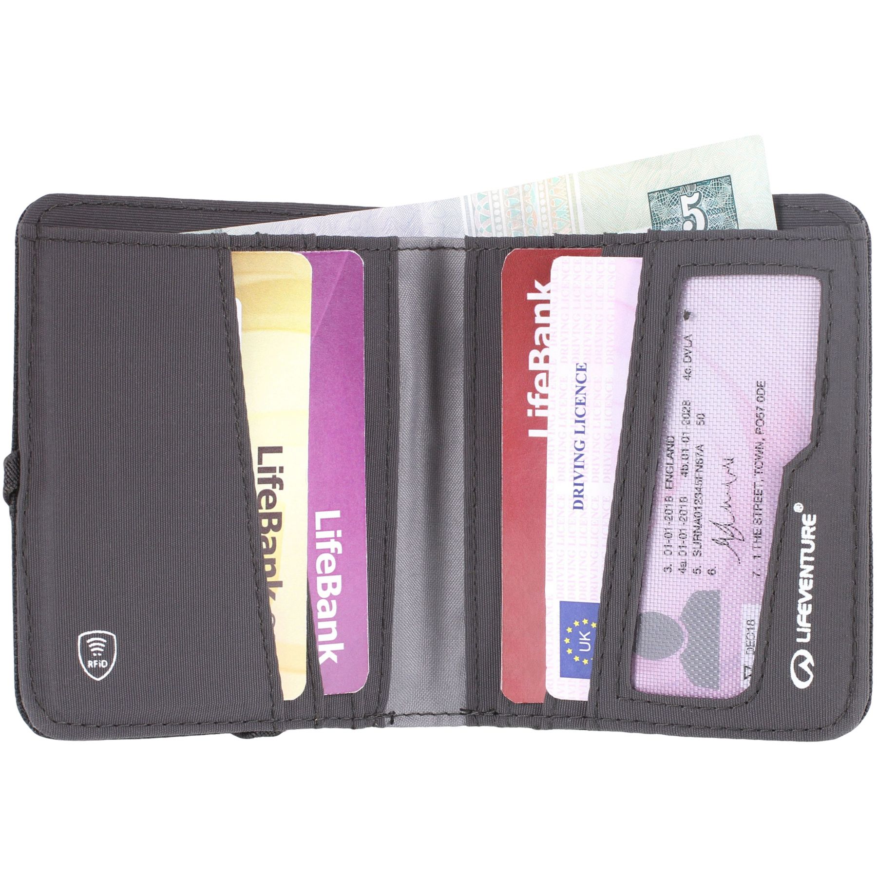 Lifeventure RFID Compact Plånbok i återvunnet material, grå - Köp för SEK 215 - Spara 20%