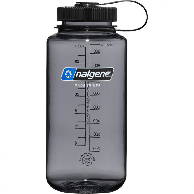 Nalgene wide mouth sustain, VattenFlaska, 1000 ml, Grå/Svart - SEK 209